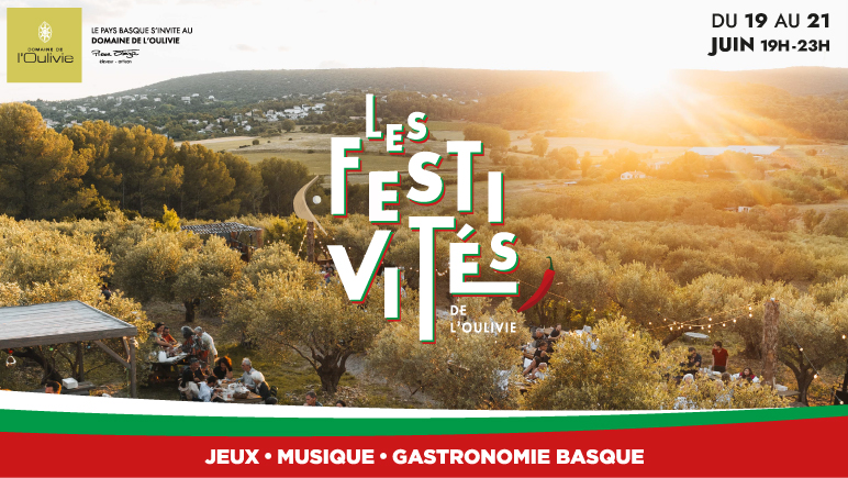 Festivités Basques au Domaine l'Oulivie les 19, 20 et 21 juin de 19h à 23h. Sur réservation.